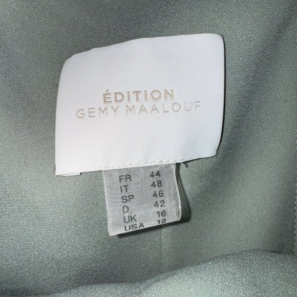 Gemy Maalouf Dress (Mint Long Dress With Flower Design) - Picture 5 of 9